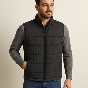 Charleston Threads Men’s Quilted Vest Sz L Blue Gray Zip Front Puffer Outerwear